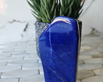 A++ Lapis Lazuli Free Form, Raw Natural Blue Stone, polished slab, Relieves Stress, Relaxation Emotions, floors and walls, amplification
