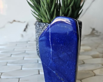 A++ Lapis Lazuli Free Form, Raw Natural Blue Stone, polished slab, Relieves Stress, Relaxation Emotions, floors and walls, amplification