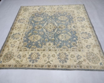 6 Feet Handmade Square Shaped Afghan Rug, inspired by Persian designed, Very High Quality of Chobi Wool, Perfect Rug for a Living Room