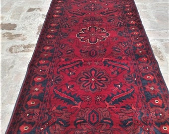 12 Feet Red afghan runner rug, Kitchen rug, Mushroom rug, Shag rug, Custom personalized, Abstract rug, Distressed rugs, Modern furniture