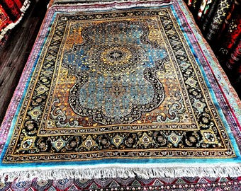 5 x 7 ft Handmade Afghan Rug Brown Vintage