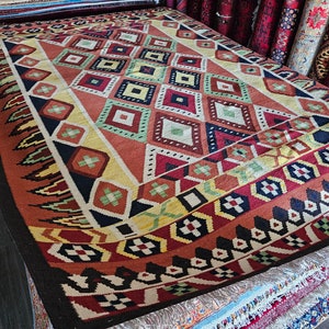 7x10 afghan kilim, persian rug, turkish kilim rug, bathroom rug, kilim rug, wool rug, carpet bag purse, tribal rug, sheepskin rug, area rugs