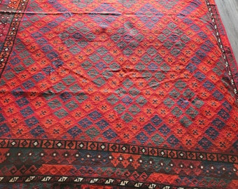 8x10 Afghan Kilim Rug, modern rug, manta patron, homemade Christmas gifts, hooked rugs large, entrance rug, home depot, hand made rug