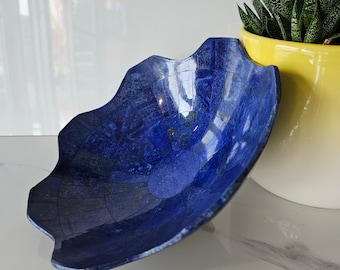 20 Cm Hand crafted lapis lazuli bowl shape stunning royal blue color handmade bowl from badakhshsan afghanistan, Gemstone, healing stone