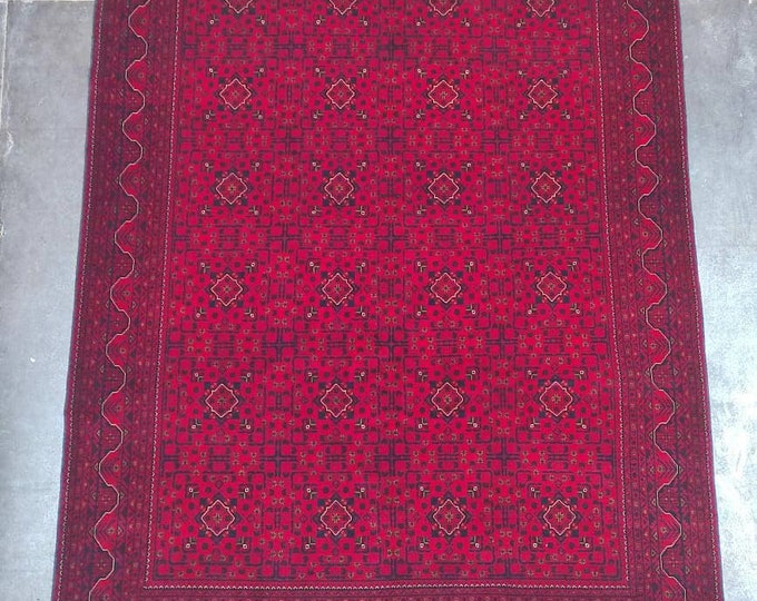 8x11 Khamyab High-quality floor rug, Big size rug, Bokhara Turkmen rug, Red Persian decor rug, Soft Woolen Living room rug, Afghan Rug