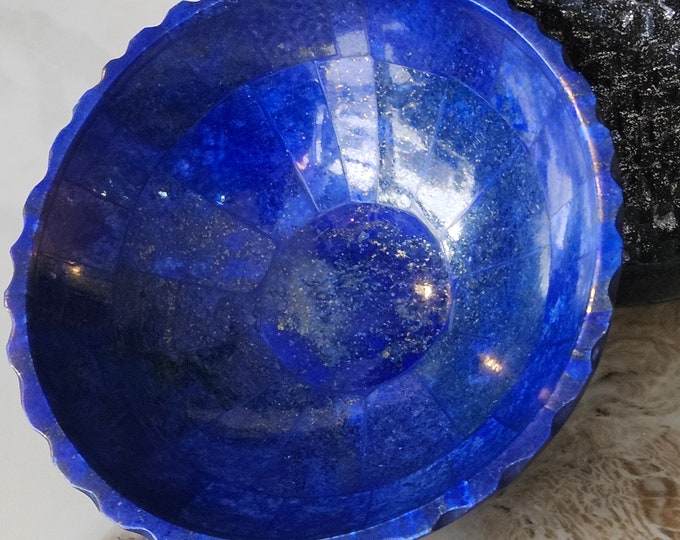 13 Cm Hand Crafted Lapis Lazuli Bowl, Stunning Royal Blue Color Handmade bowl from Badakhshsan Afghanistan, stone bowl, healing stone bowl