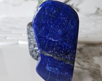 A++ Lapis Lazuli Free Form, Raw Natural Blue Stone, Polished stone, Grounding, Best Friend Gift, Tumbled, Vinyl, royal blue