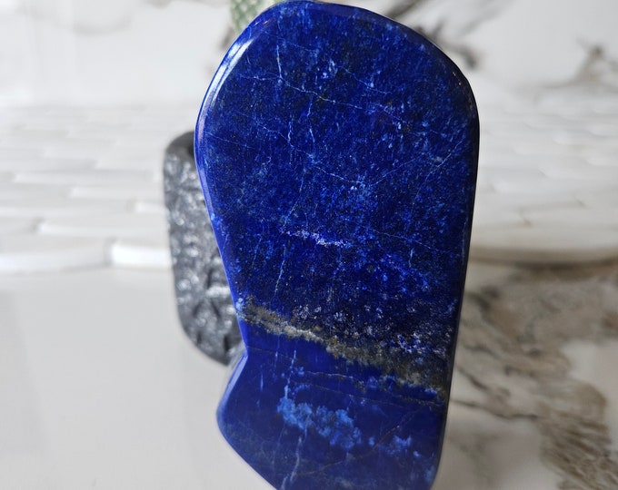 A++ Lapis Lazuli Free Form, Raw Natural Blue Stone, Polished stone, Grounding, Best Friend Gift, Tumbled, Vinyl, royal blue