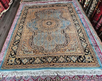 5 x 7 ft Handmade Afghan Rug Brown Vintage