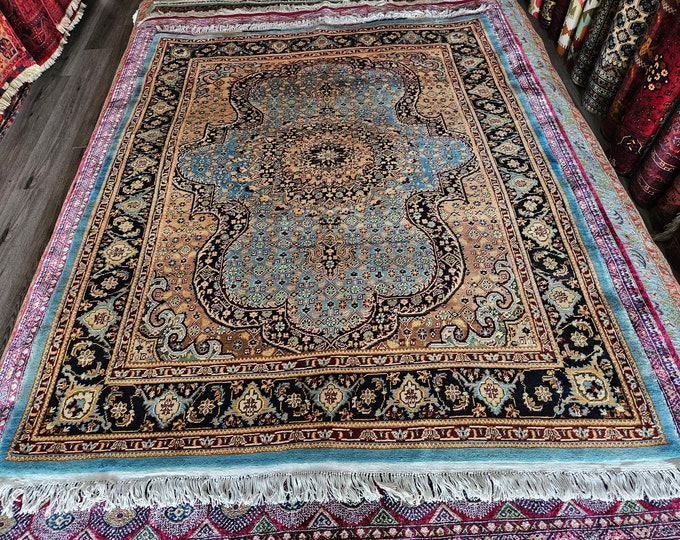 5 x 7 ft Handmade Afghan Rug Brown Vintage