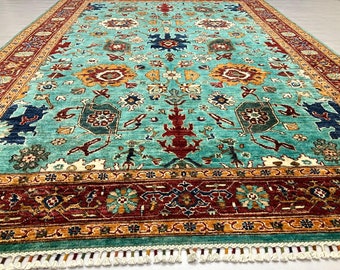 9'2x8'5 Mamluk Afghan Rug Handmade Rug | Handwoven rugs, Handcrafted tapestries, Moroccan rug, Nursery decor, Artistic floor pieces