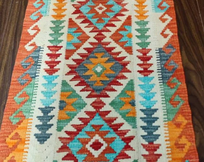 Kilim runner, Afghan Wool, entrance rug, bohemian rug, boyfriend, hand made rug, afghan rugs, gift for her, berber carpet, abstract accent