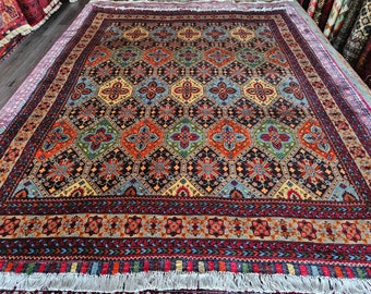 5 x 7 ft Handmade Afghan Rug Red Maroon Vintage