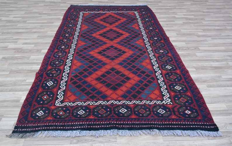 Vintage Afghan Tribal Wool Maldari Runner Kilim Rug Image 0