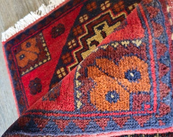 1.3x2 Small Afghan Handmade Rug, housewarming gift, Mat rugs, home office, anniversary, bathroom rug, small rug