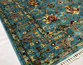 6x8 Feet Handmade Traditional Afghan Kazak Carpet, Super Fine Handmade Area Living Room Rug