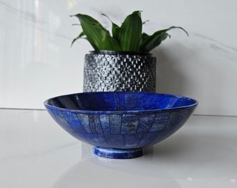 15 Cm Hand crafted lapis lazuli bowl shape stunning royal blue color handmade bowl from badakhshsan afghanistan, Gemstone, healing stone