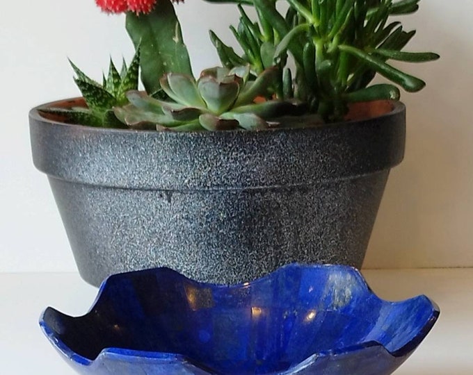 20 Cm Hand crafted lapis lazuli bowl shape stunning royal blue color handmade bowl from badakhshsan afghanistan, Gemstone, healing stone