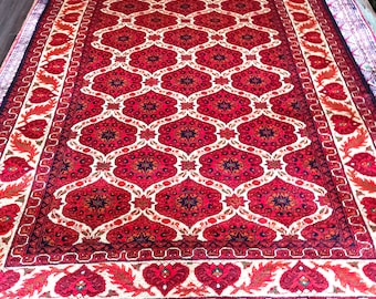 5 x 7 ft handmade afghan rug, persian rug, turkmen rug, bukhara rug, wool rug ,antique rug ,area rug, oriental rug,turkish rug,turkoman rug