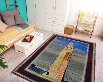 Extremely soft made with Sheep Wool very tightly knotted Handmade Pictorial Rug, Afghan Tribal Baluch Rug Traditional wall hanging rug