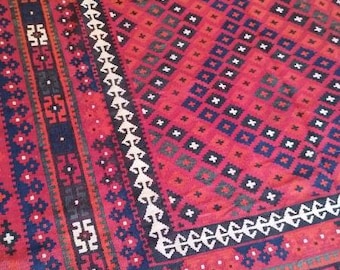 Vintage Afghan woolen kilim rug, Persian Kilim hand-woven Kilim rug, Handmade vintage oriental rug, Natural Handmade Kilim Oriental Rug