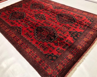 6x8 Feet Handamde Afghan rug Persian Styled Red Carpet, Khal Mohammadi Designed