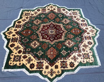 7 feet Diameter Afghan Chobi Rug, Circle Circular Round rug, Textile traditions, Circle rug, Small rug, Heritage floor coverings, Punch