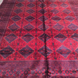 9&#39;9x 13&#39;6 ft excellent quality khamyab handmade afghan rug, turkman red rug, turkmen rug, persian red rug, area rug, oriental rug, khorasan