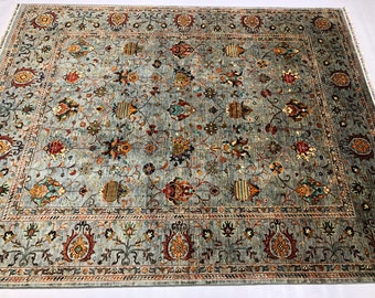 10x8 Feet Top Quality Mamluk Handmade Afghan Rug, Persian Designed from Tribal Ghazni | Living room Carpet, Brown Colored