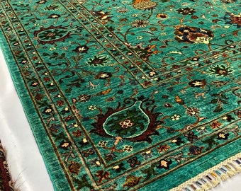 Handmade 13x10 Feet Ghazni Afghan Rug, Persian Designed For Living Room | Wool Area Oriental Carpet, Maroon Colored