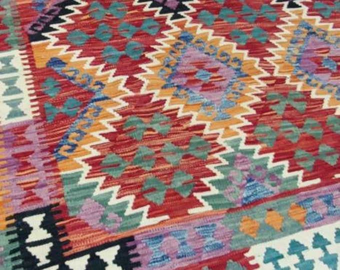 10x13 Afghan Kilim, washable rugs, small rug, housewarming gift, faded rug, farmhouse decor, berber carpet, colorful rug, jute rug, turkish