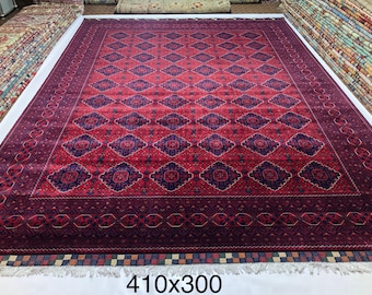 Afghan rug 10 x 13 ft excellent quality khamyab handmade rug, turkman red rug, turkmen rug, persian rug, area rug, oriental rug, afghan rug