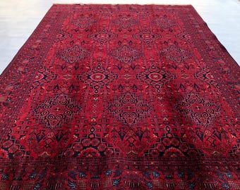 6X8 Ft Highest quality Double Knotted Beljik Soft Well-made Afghan Merino Handmade Area Rug, Hand-knotted Oriental Geometric Rug