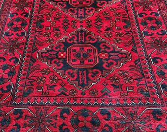 Handmade afghan khamyab brand new red runner area rug, tribal rug, red persian carpet, living room rug, turkish style,