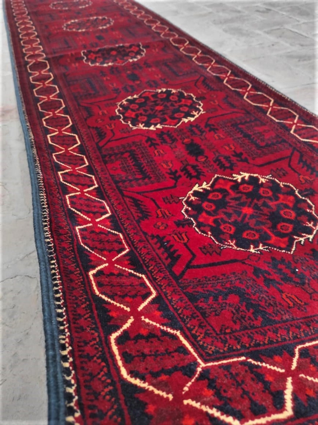 19 Feet Runner Afghan Rug, Persian Rug, Red Rug, Anniversary, 70s Rug ...