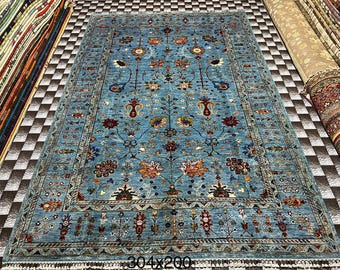 6'6X10 Mamluk Afghan Rug Handmade Rug | Funky rug, blue rug, Valentine's gift, exclusive rug, blankets, bed plans, teal rug, textured rugs