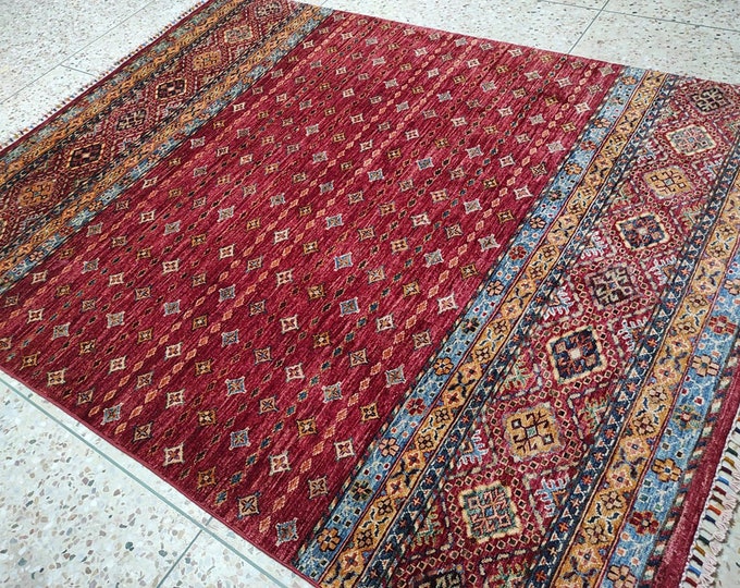 5x7 bedroom rug, home decor rug, war rug, colorful kilim rug, floor rug, chindi rug, baluch rug, morocco rug, bohemian rug, floor rug