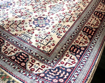 5 x 7 ft handmade afghan rug, persian rug, turkmen rug, medallion rug, wool rug, antique rug, area rug, oriental rug, turkish rug, turkoman rug