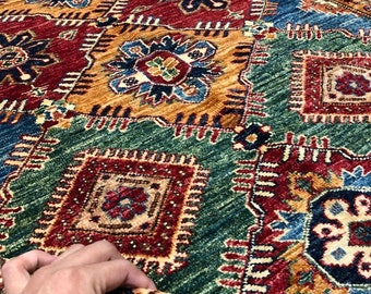 Afghan kazak super fine handmade kazak area rug 4'99" x 7