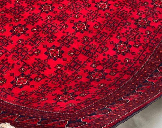 8x12 Ft Khamyab High-quality floor rug, Big size rug, Bokhara Turkmen rug, Red Persian decor rug, Soft Woolen Living room rug, Afghan Rug