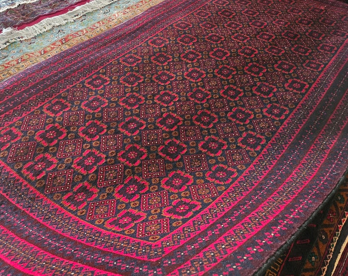 4x7 Afghan rug, aztec rug, morocco rug, baluch rug, hand hooked rugs, office rug, chindi rug, carpet bag purse, vintage flower shape rug