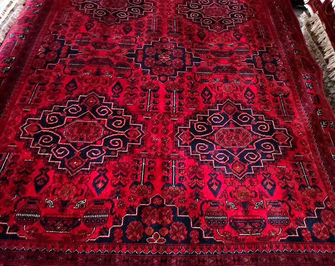 5X7 Ft Highest quality Double Knotted Beljik Soft Well-made Afghan Merino Handmade Area Rug, Hand-knotted Oriental Geometric Rug