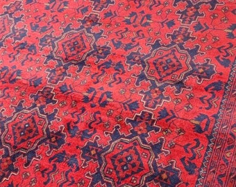 7 x 10 ft brand new afghan khal mohammadi rug, large red area rug, tribal rug, | Natural Dyes and Wool | Bedroom Rug | Rugs for Living Room