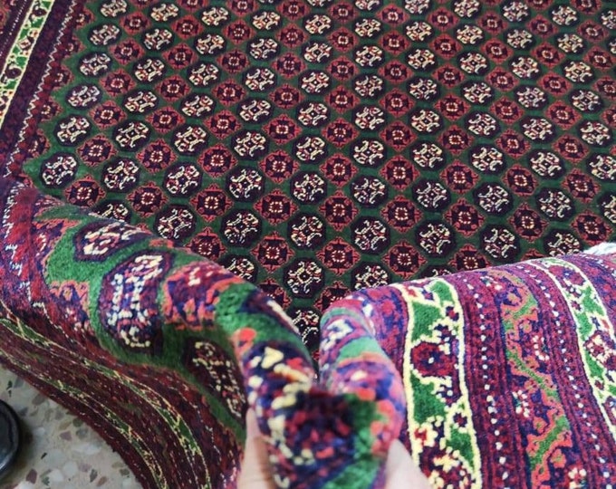 5x7 ft handmade afghan bokhara brand new large red blue area rug, tribal rug, red persian carpet, living room rug, turkish style, mowrigol