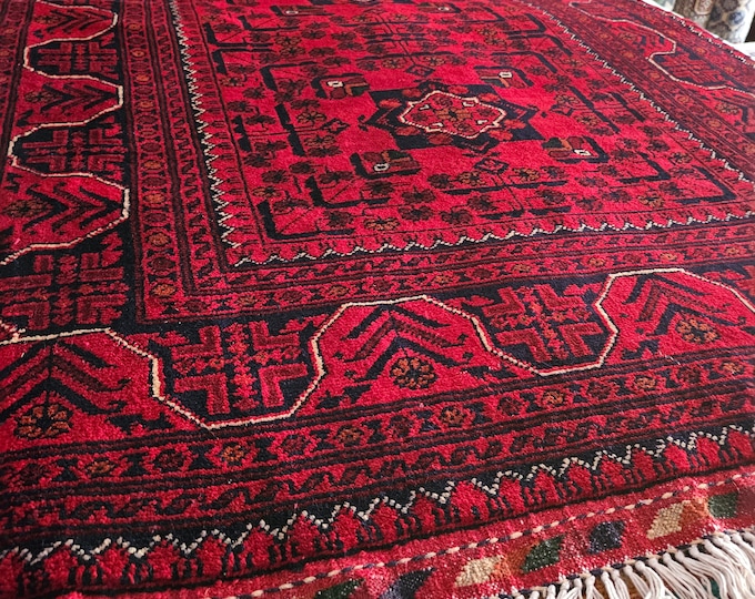 Featured listing image: Authentic Runner Afghan, bokhara rug, office rug, small rug, deco -handmade, moss rug, home decor rug, red rug, Persian small rug, Khamyab