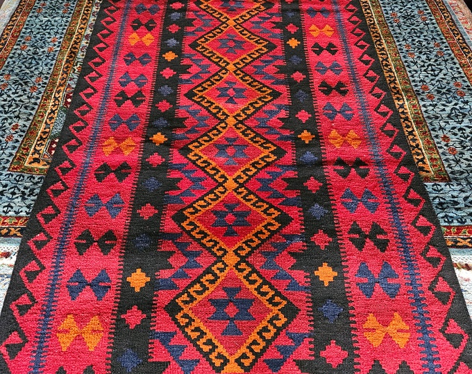 3x10 Afghan Kilim rug, nursery decor, turkey rug, blanket, hand made rug, boyfriend, stair carpet, fall, mushroom rug, turkish towel