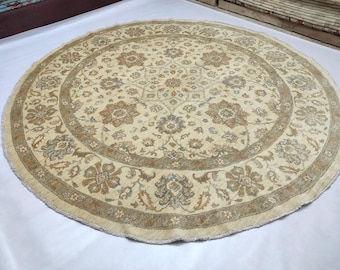 8.7 Feet Handmade Circle Shaped Afghan Rug, inspired by Persian designed, Very High Quality of Chobi Wool, Perfect Rug for a Living Room
