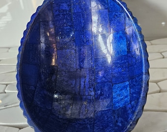 Hand Crafted Lapis Lazuli Bowl Ovel Shape Stunning Royal Blue Color Handmade bowl from Badakhshsan Afghanistan
