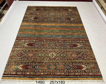 8'4x5'7 Mamluk Afghan Rug Handmade Rug | Handwoven rugs, Home depot carpet, Been ourain rug, Crafted heritage textiles, Sustainable decor