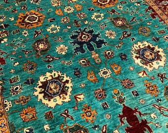 9'8x6'9 Mamluk Afghan Rug Handmade Rug | Traditional patterns rugs, Rustic floor art, Entrance rug, Sustainable floor coverings, Shag rug